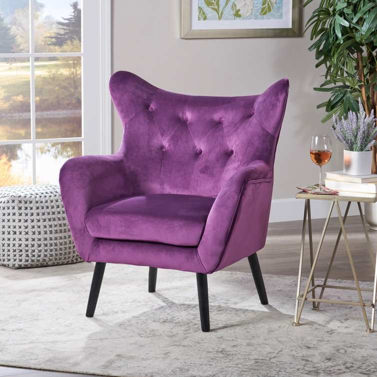 Purple velvet best sale wingback chair